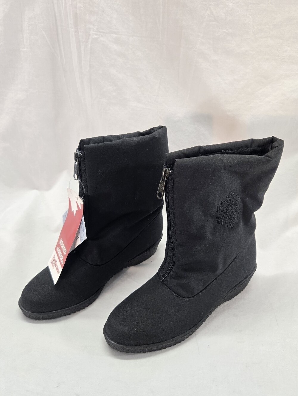 Toe Warmers Women's 6.5 Black Jennifer Waterproof Wedge Mid Calf Boots New